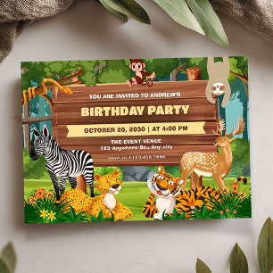 Invitación cumpleaños de fauna del zoológico Safari