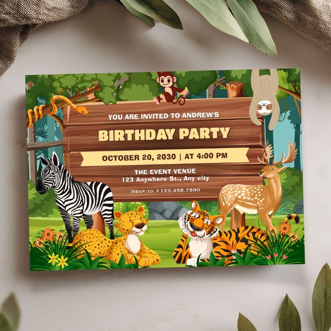 Invitación cumpleaños de fauna del zoológico Safari (Subido por el creador)