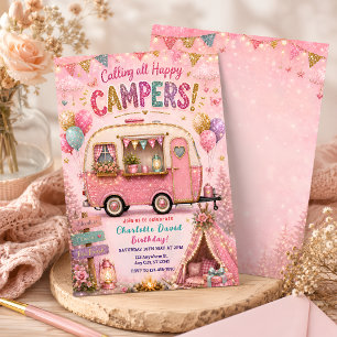Invitación Cumpleaños de Feliz Campista Rosa