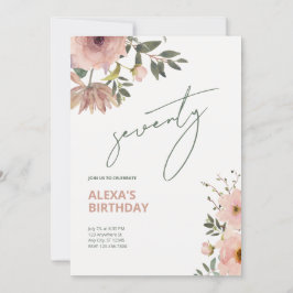 Invitación Cumpleaños de Feminine Floral Jubilee de Rubor