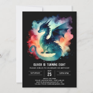 Invitación Cumpleaños de Fiery Dragon minimalista