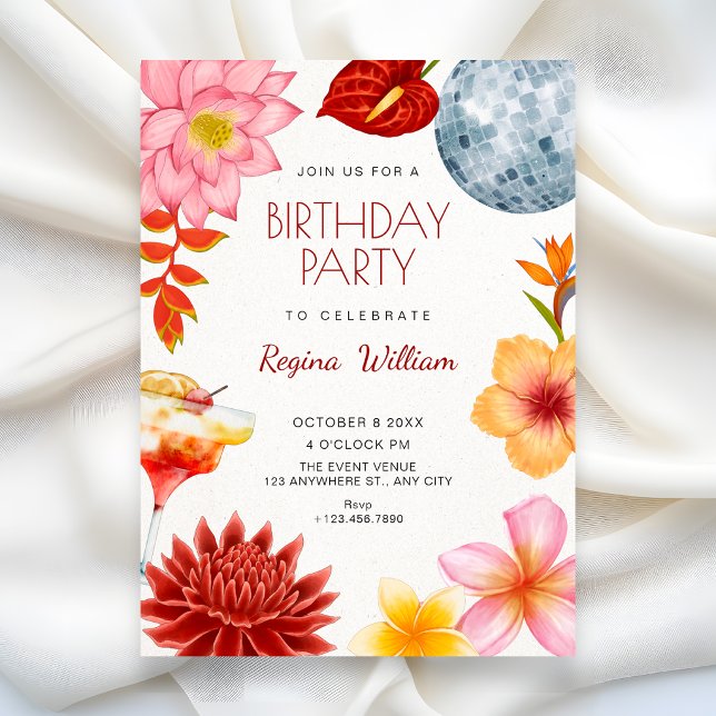 Invitación Cumpleaños de fiesta botánica floral artística (Subido por el creador)