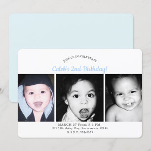 Invitación Cumpleaños de fiesta de 3 fotos personalizadas