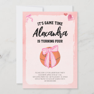 Invitación Cumpleaños de fiesta de baloncesto para niñas Coqu