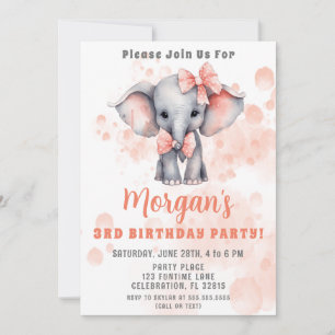 Invitación Cumpleaños de fiesta de cumpleaños de elefante lin