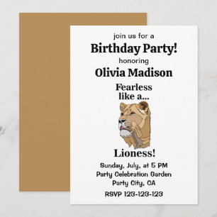 Invitación Cumpleaños de fiesta de leona animal intrépida
