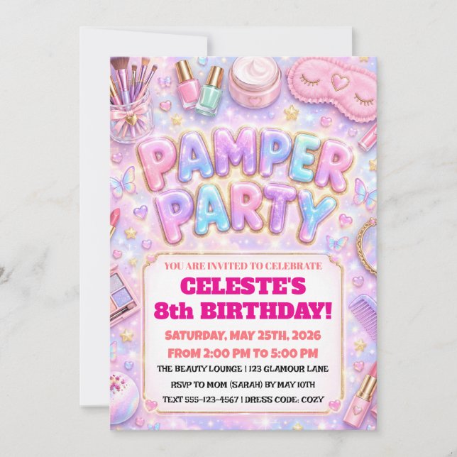 Invitación Cumpleaños de Fiesta de Mimos (Anverso)