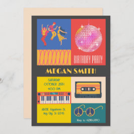 Invitación cumpleaños de fiesta de música Retro Disco