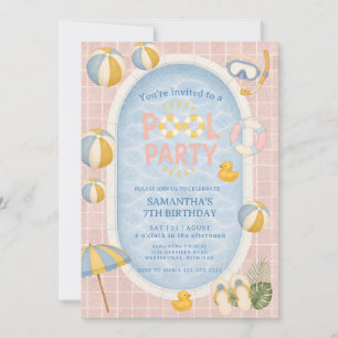 Invitación Cumpleaños de fiesta de natación de niño de verano