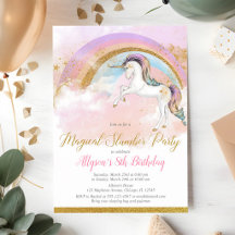 Cumpleaños de fiesta de pijamas de Unicornio elega