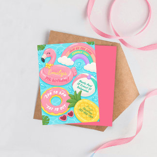 Invitación Cumpleaños de fiesta de piscina de flamencos de ve