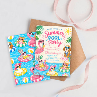 Invitación Cumpleaños de fiesta de piscina de verano, fiesta