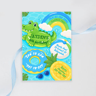 Invitación Cumpleaños de fiesta de piscina de verano para niñ