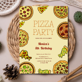 Invitación cumpleaños de fiesta de pizza personalizado