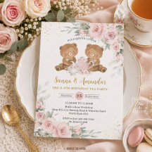 Cumpleaños de fiesta de té de ositos de peluche ro