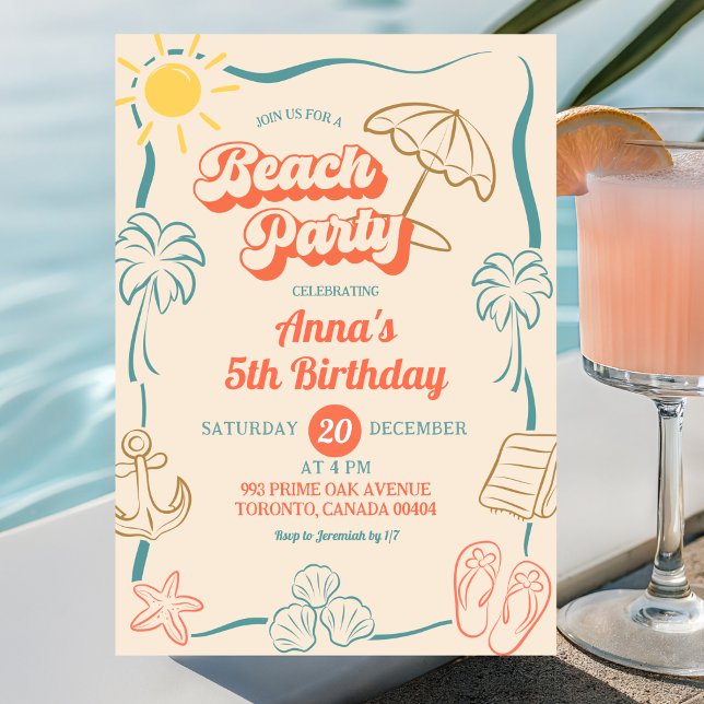 Invitación Cumpleaños de fiesta de verano en la playa con let (Subido por el creador)