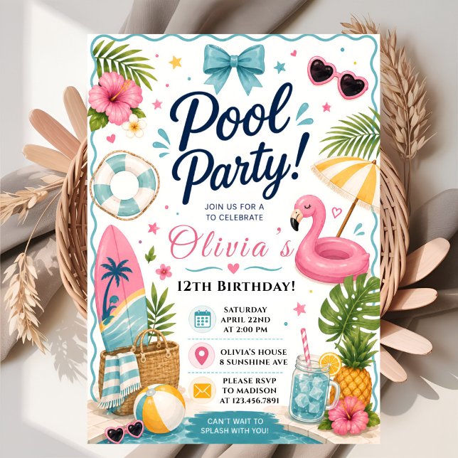 Invitación Cumpleaños de fiesta en la piscina de verano (Subido por el creador)