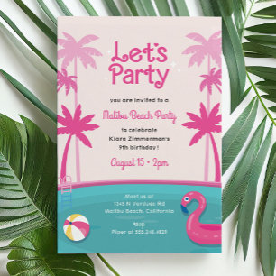Invitación Cumpleaños de fiesta en la piscina de verano en la
