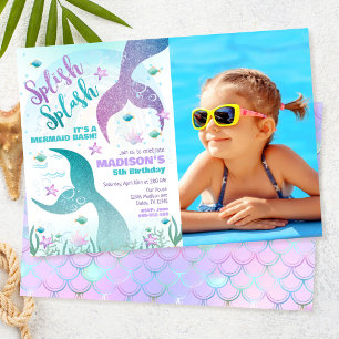 Invitación Cumpleaños de Fiesta en la Piscina Debajo del Mar 