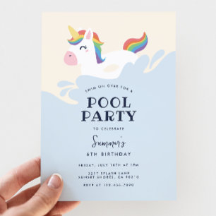 Invitación Cumpleaños de fiesta moderna de piscina de verano 