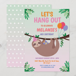 Invitación Cumpleaños de Fiesta Sloth