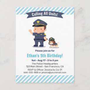 Invitación Cumpleaños de fiesta temática de policía de niño y