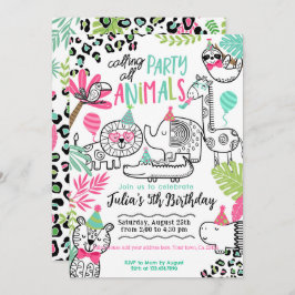 Invitación Cumpleaños de fiestas Animales