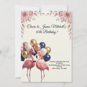 Invitación Cumpleaños de Flamenco de Lujo