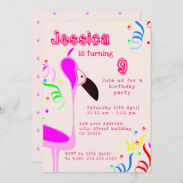 Invitación Cumpleaños de Flamingo Rosa