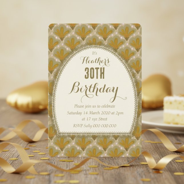 Invitación Cumpleaños de flor caprichosa acuarela dorada (Elegantly beautiful, this customizable card is just waiting for that special event.)