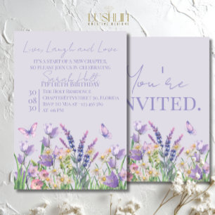 Invitación Cumpleaños de Flor de Acuarela Viva, Ríe y Ama