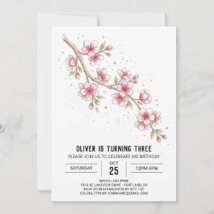 Invitación Cumpleaños de Flor de Cerezo Rosada