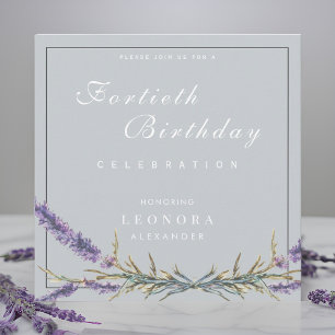 Invitación Cumpleaños de flor de lavanda acuarela para cualqu