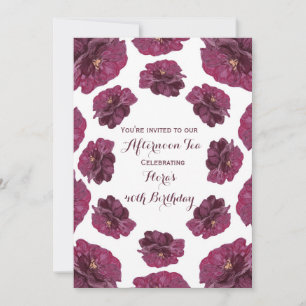 Invitación Cumpleaños de Flor de Magenta Púrpura Acuarela