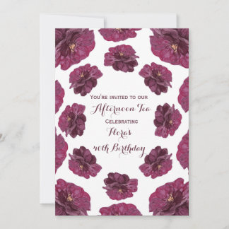 Invitación Cumpleaños de Flor de Magenta Púrpura Acuarela