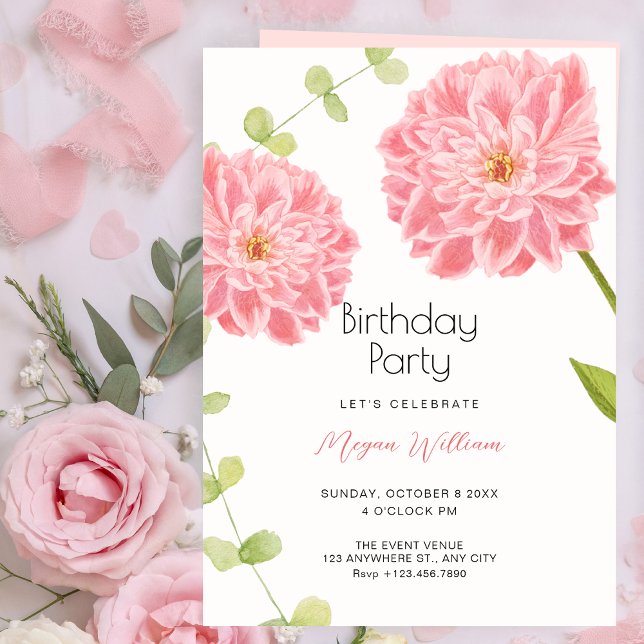 Invitación Cumpleaños de flor de rosa florecida (Subido por el creador)