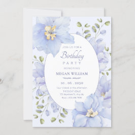 Invitación cumpleaños de flor morada suave