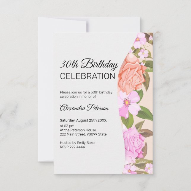 Invitación Cumpleaños de Floral Bouquet (Anverso)