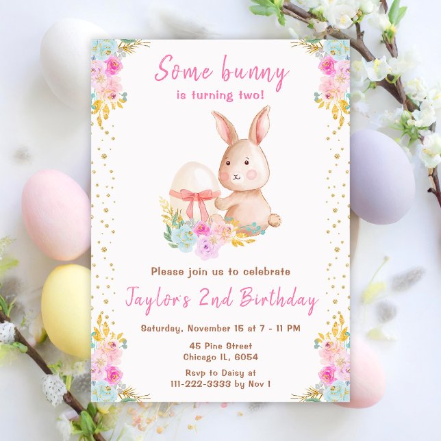 Invitación Cumpleaños de Floral Easter Bunny (Subido por el creador)