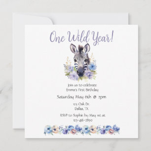 Invitación Cumpleaños de Floral Zebra
