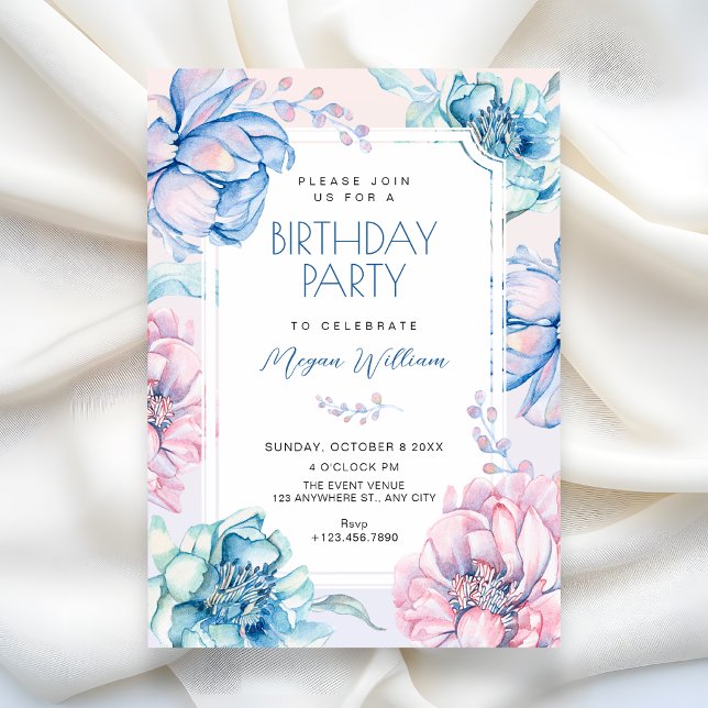 Invitación cumpleaños de florecimiento floral (Subido por el creador)