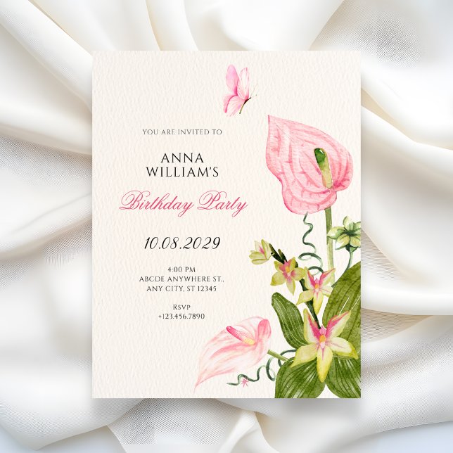 Invitación Cumpleaños de florecimiento floral estético (Subido por el creador)