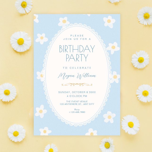 Invitación Cumpleaños de flores azules (Subido por el creador)