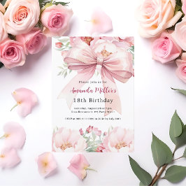 Invitación cumpleaños de flores de arco rosa de Rubor