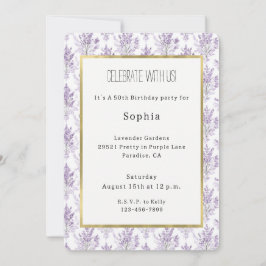Invitación Cumpleaños de Flores de Lavanda