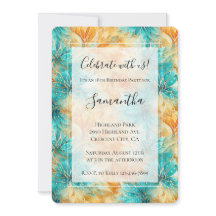 Cumpleaños de flores de mandarina turquesa