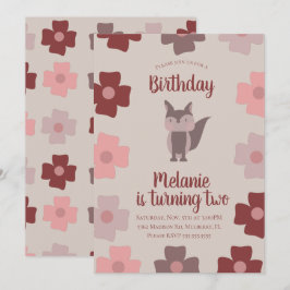 Invitación Cumpleaños de Flores de Zorro Rústico del Bosque 