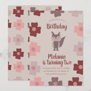 Invitación Cumpleaños de Flores de Zorro Rústico del Bosque 