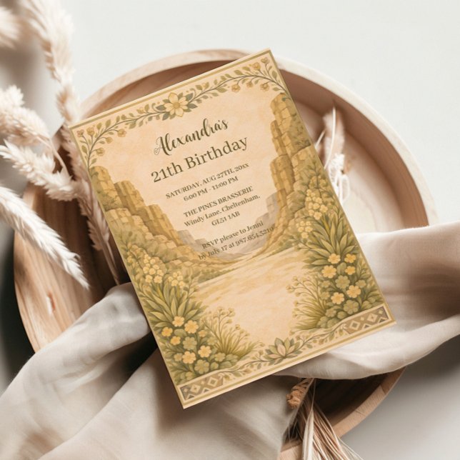 Invitación Cumpleaños de flores del desierto vintage (Subido por el creador)