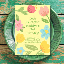 Invitación Cumpleaños de flores divertidas